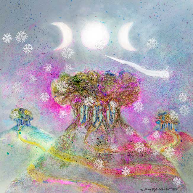 December Goddess Hill moon star snow sacred grove