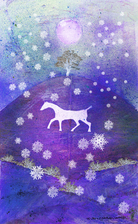 January White horse Hill winter blue snow flake wiltshire landscape