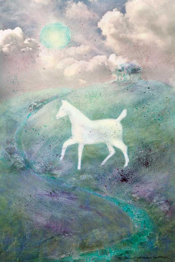 February Epona Goddess of Horses hill clouds wiltshire landscape
