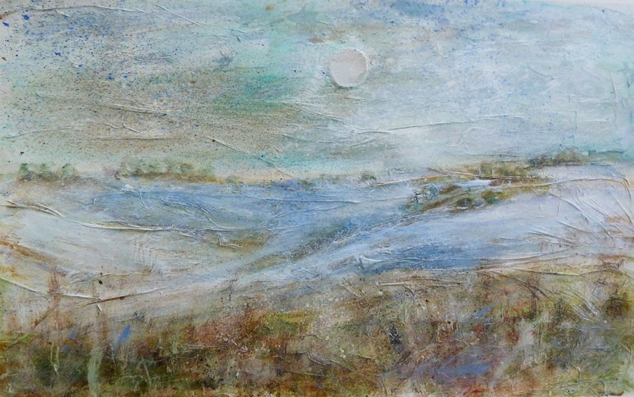 snow fields Rockley mixed media Wiltshire landscapes