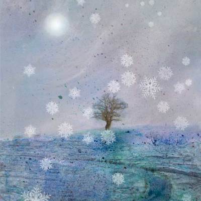 tree, winter, snow, wiltshire, landscape, illustration, judy graham carter