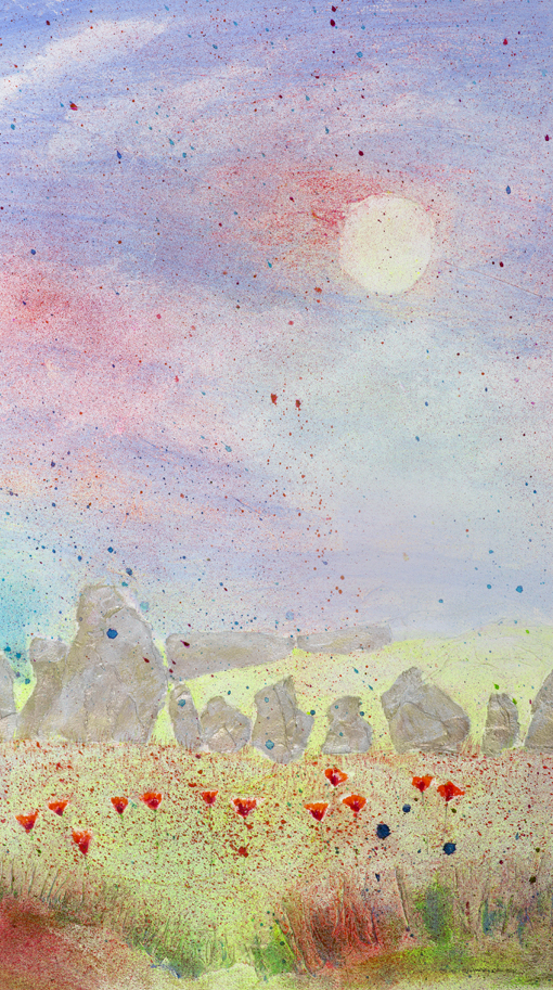 west,kennett,longbarrow,wiltshire,landscape,pagan,monument,nature,sky, mixed,media,watercolour,ancient