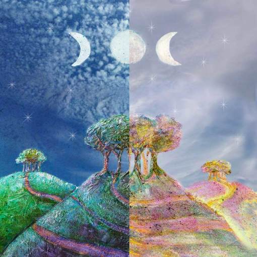 Equinox, Wiltshire, landscape, moon, sacred, grove, mystical, illustration